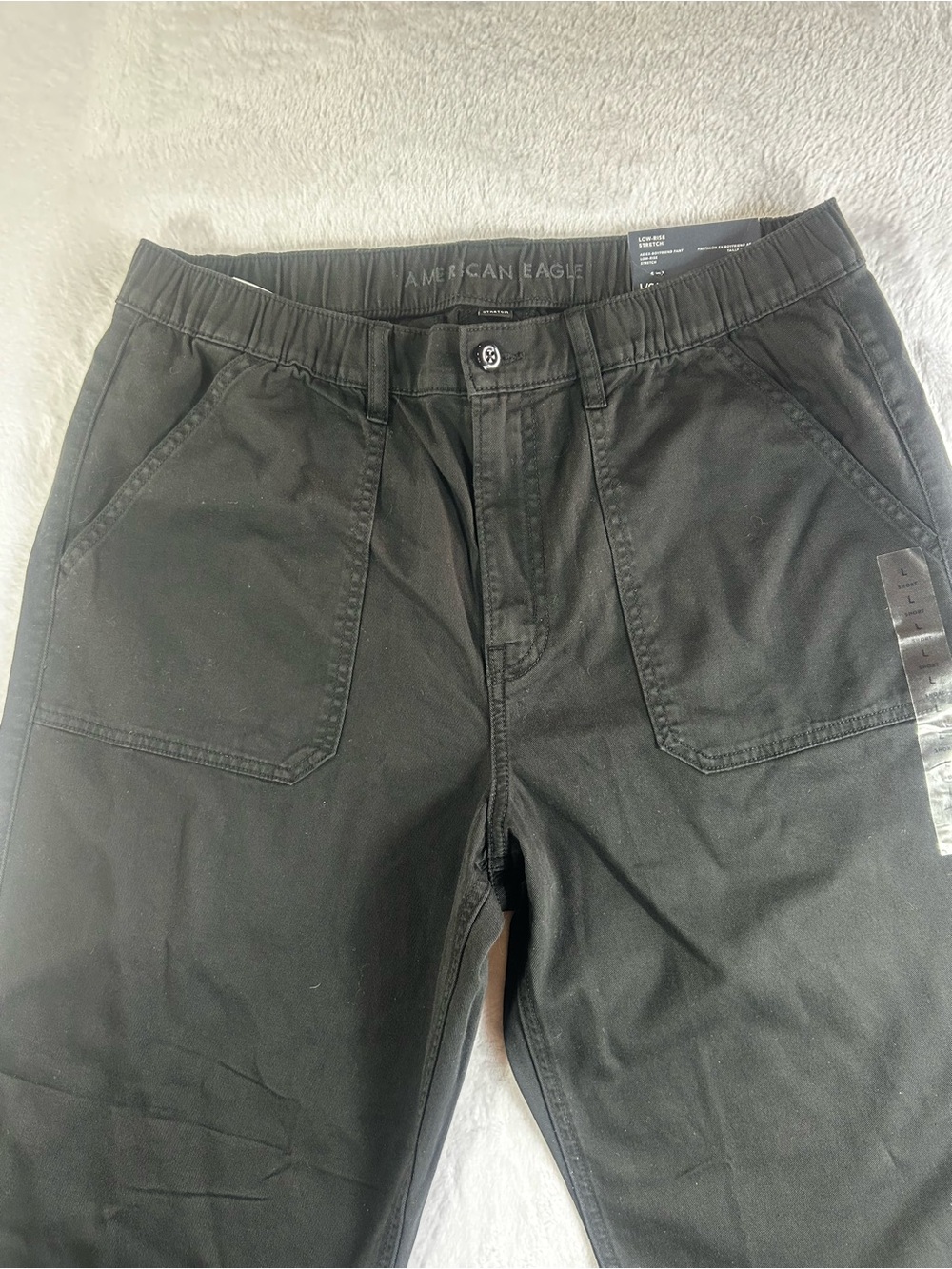 American Eagle Outfitters Black Low-Rise Ex-Boyfriend Baggy Utility Pant